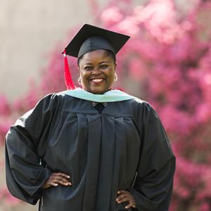 Student in cap and gown