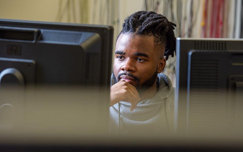 Student at computer station